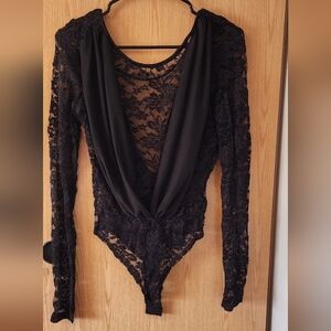 Fashion Nova  Black Lace Bodysuit